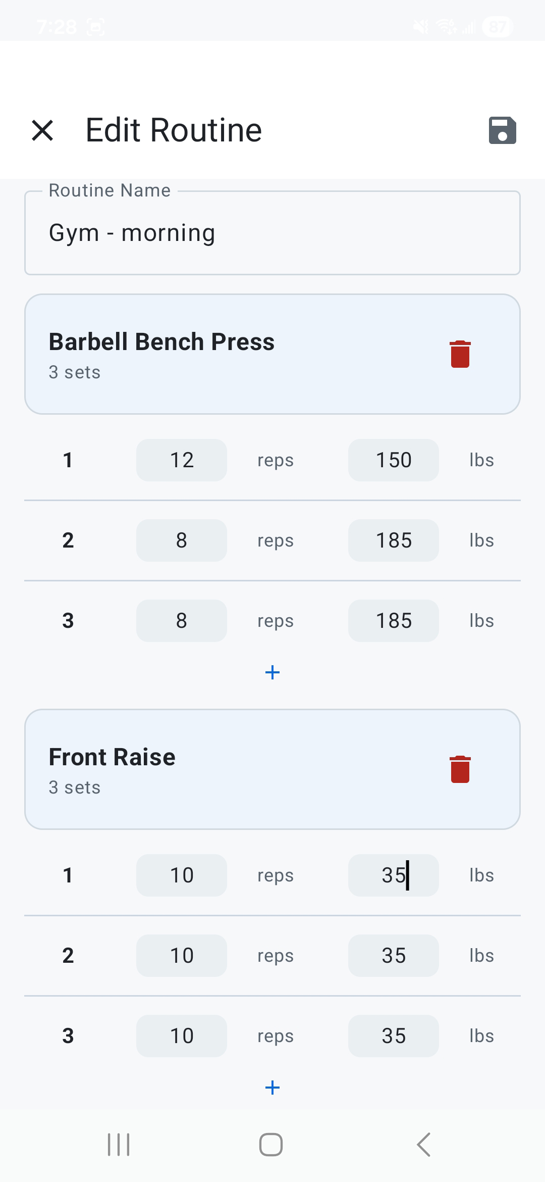 Kilo routine builder